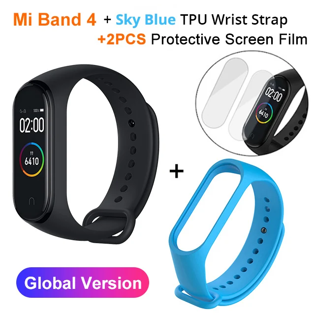 miband4 N SkyBlue St Xiaomi mi Band 4 SmartBand mi Band 4 Браслет фитнес-трекер для измерения сердечного ритма Bluetooth 5,0 50 м водонепроницаемый - Цвет: miband4 N SkyBlue St