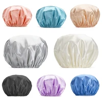 reusable lovely thick women shower caps colorful double layer bath shower hair cover adults waterproof kitchen hats