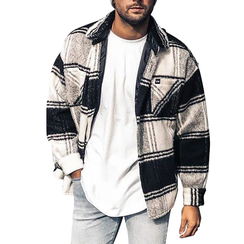 

2020 New Autumn Casual Lapel Color Matching Versatile Men's Plaid Jacket