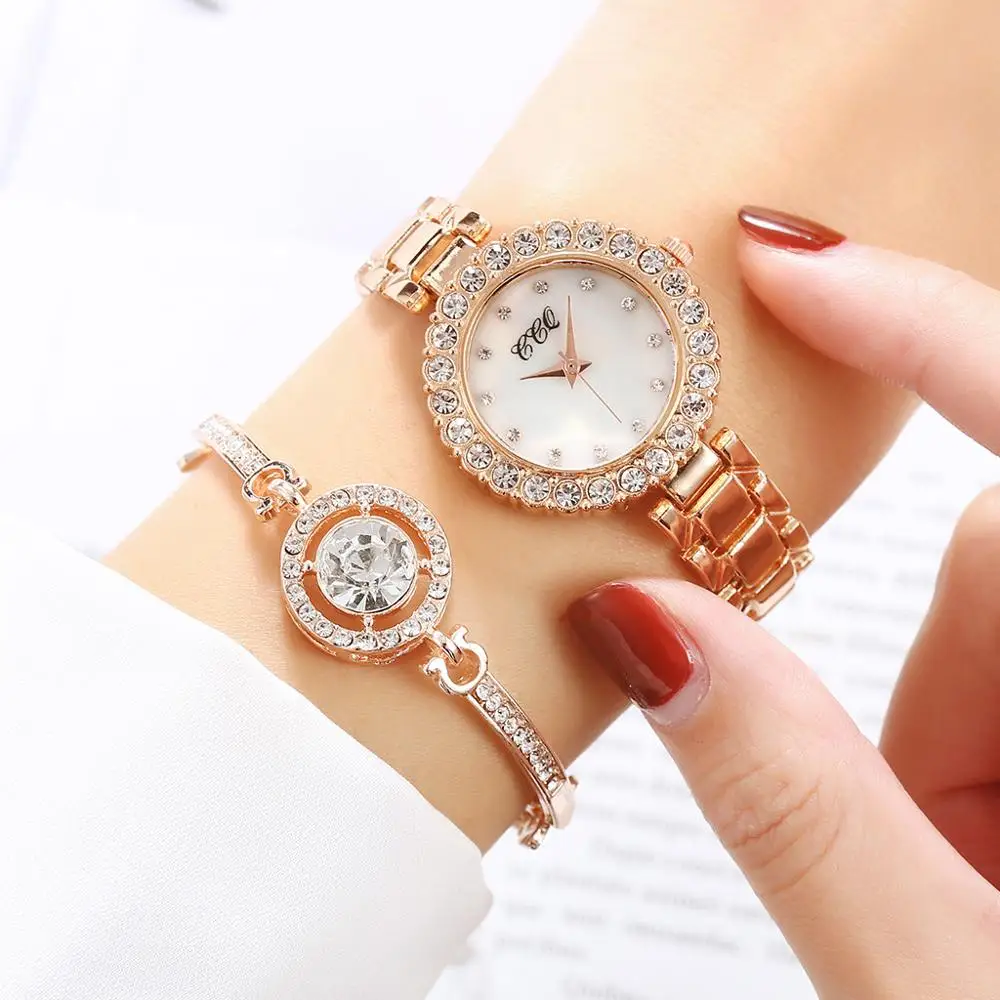 Часы наручные CCQ женские кварцевые с браслетом из нержавеющей стали брендовые