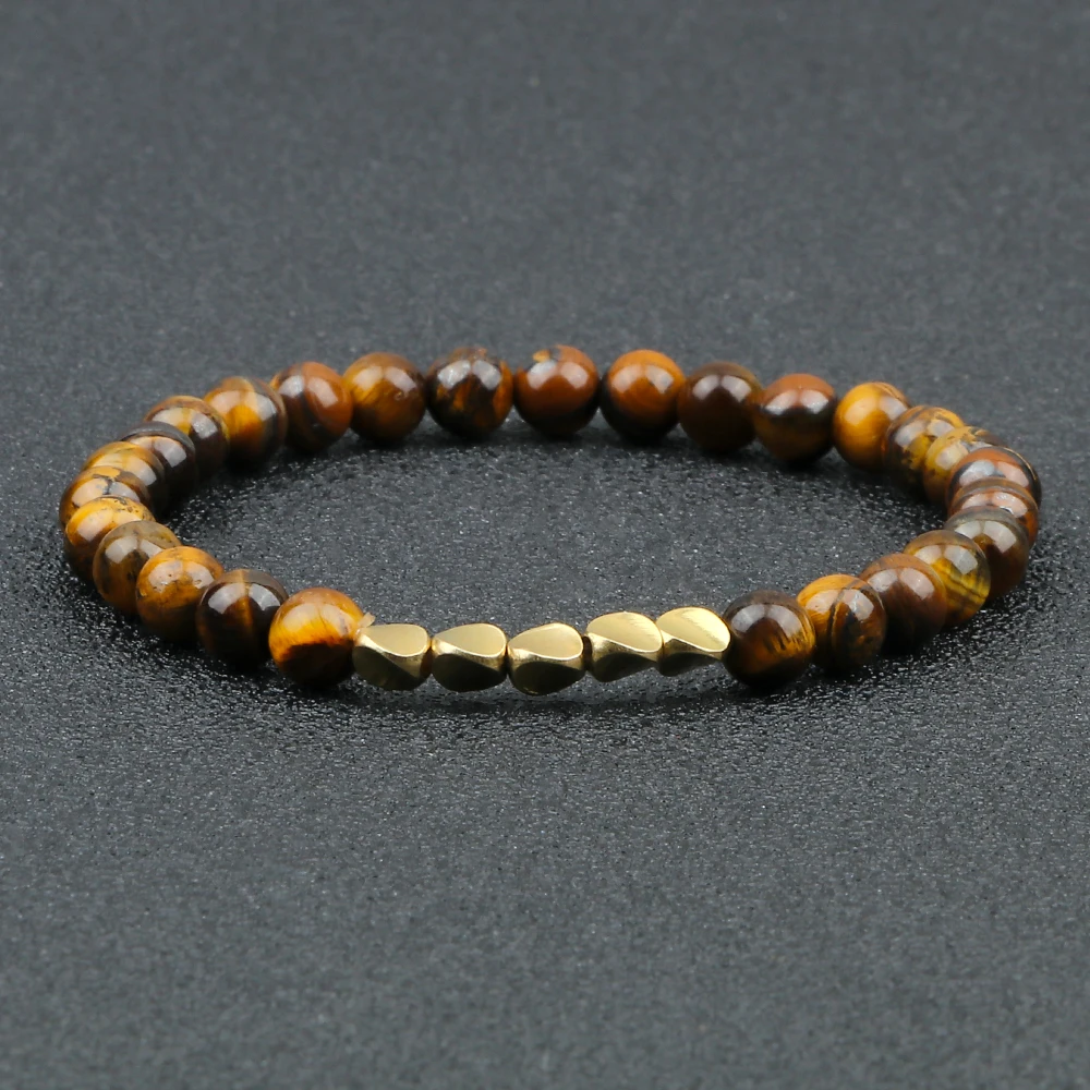 

6mm Irregular Copper Beads Bracelets Handmade Ethnic Tibetan Natural Tiger Volcanic Lava Braided Bangles For Women Men Jewelry