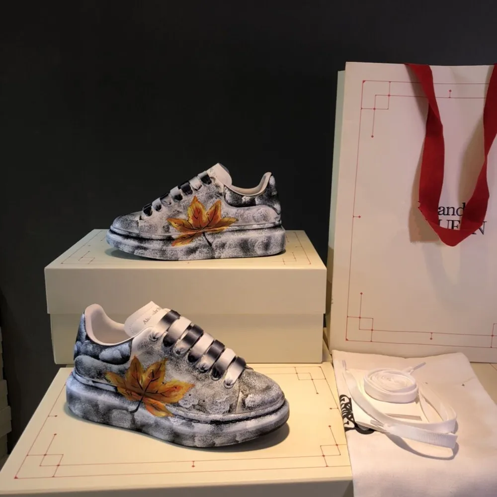 Cartoon Wedge Heel Leather Women's Shoes 2020 Spring Autumn New Fashion Round Head Lace Color Matching Brand Casual Sports Shoes