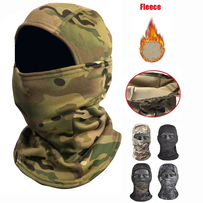 

Winter Military Tactical Balaclava Warm Fleece Thermal Ski Snowboard Face Mask Bicycle Cycling Hunting Airsoft Camo Hats Scarf