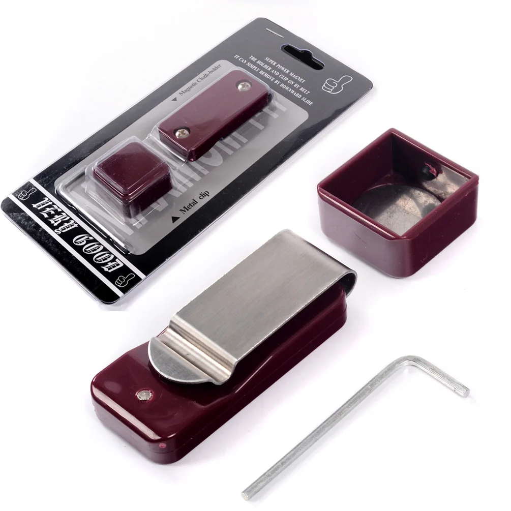 

CUESOUL Billiards Magnetic Pool Cue Chalk Holder with Belt Clip Red