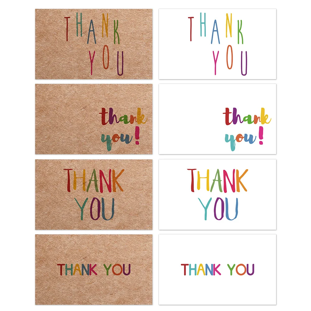 

30Pcs Colorful Thank You Cards Kraft Paper Appreciation Cards For Wedding Decor, Small Business Package Insert, Party Birthday