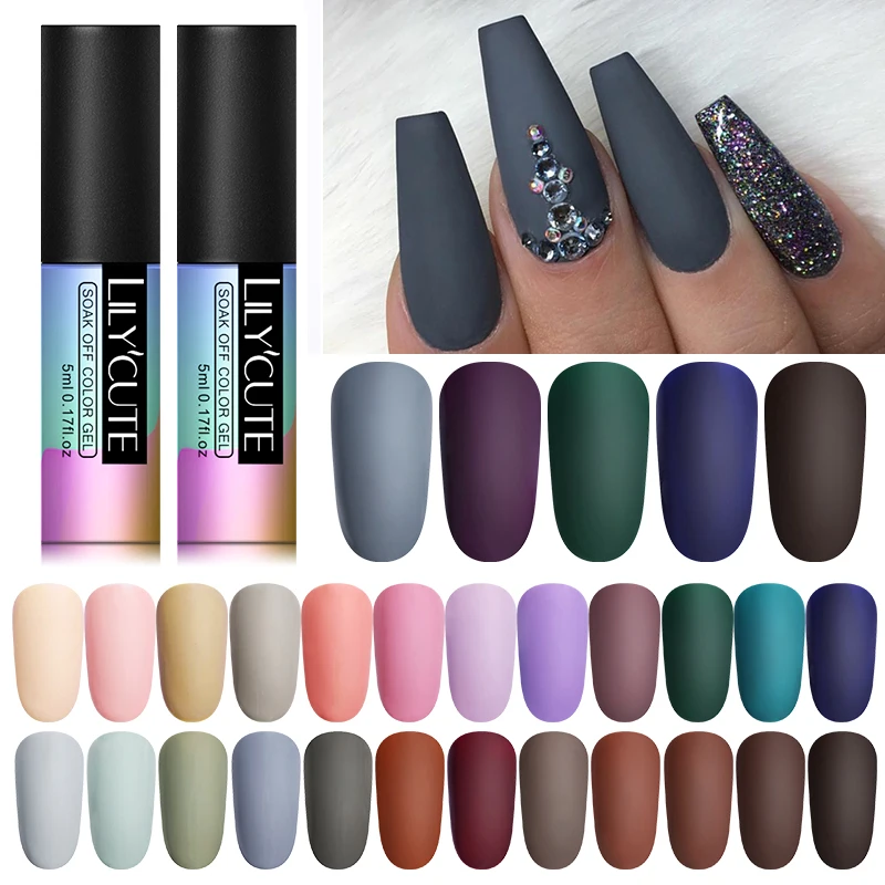 LILYCUTE матовый Гель-лак для ногтей Gery color зимний Гель-лак для ногтей матовое верхнее покрытие отмачиваемый УФ-Гель-лак для нейл-арта
