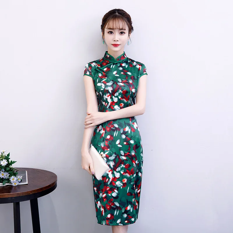 M-4XL традиционное китайское платье для женщин Ретро Мандарин Воротник Винтаж