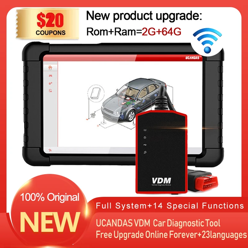 UCANDAS VDM OBD2 автомобильный диагностический инструмент полная система OBD 2