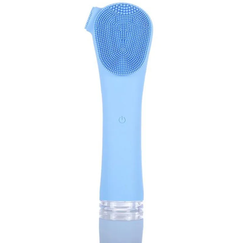 Face Cleaning Electric Facial Cleansing Brush Vibration Skin Remove Blackhead Pore Cleanser Waterproof Silicone Face care - Цвет: Синий