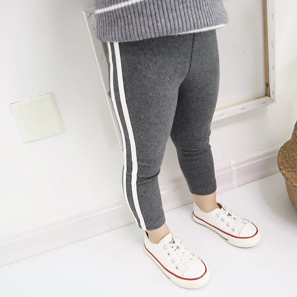 Осень 2020 Обтягивающие штаны из чистого хлопка с полосками сбоку для мальчиков и