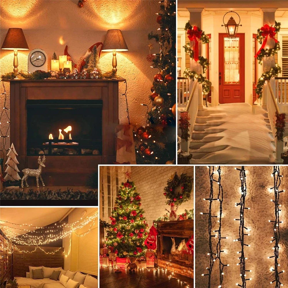 

17M/22M Solar Powered LED String Christmas Lights 100/200LED 8 Mode Waterproof Garden Garland For Christmas Party Holiday Decor