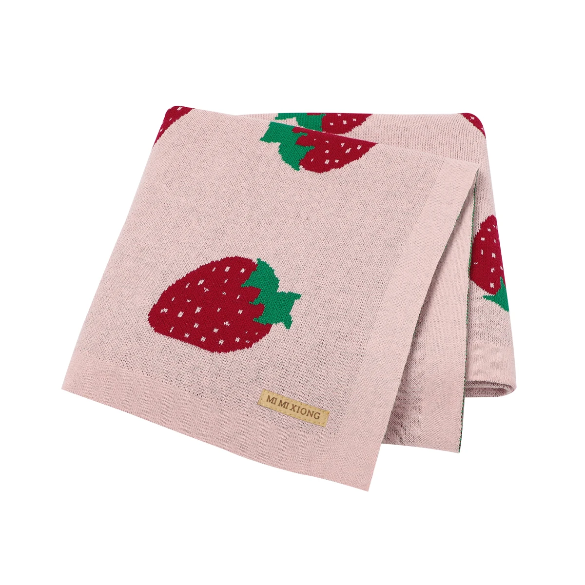 

Baby Blankets Swaddle Wrap for Toddler Boys Girls Cotton Stroller Nursery Sleeping Mats Strawberry Knitted Infant Netural Covers