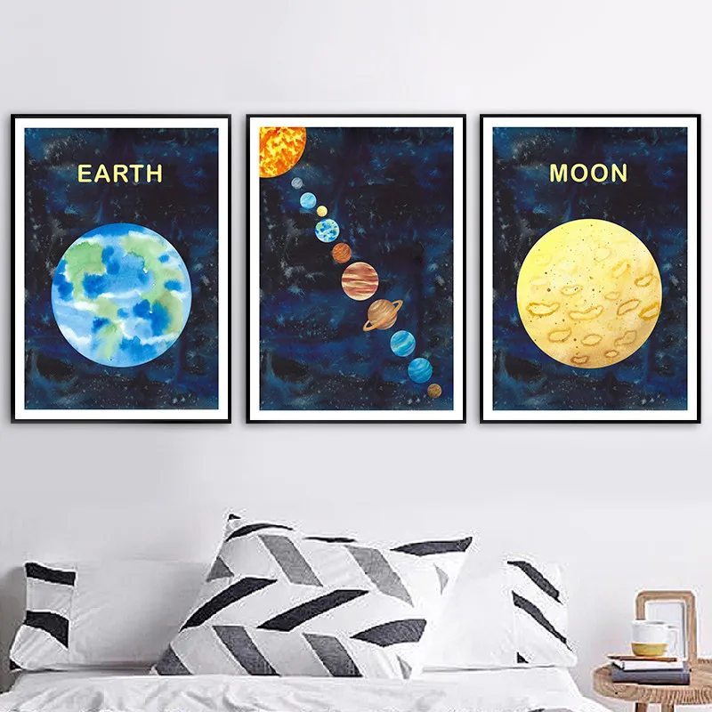 Nordic тропических пейзаж живопись холст черный белый цвет ладони плакаты с деревом