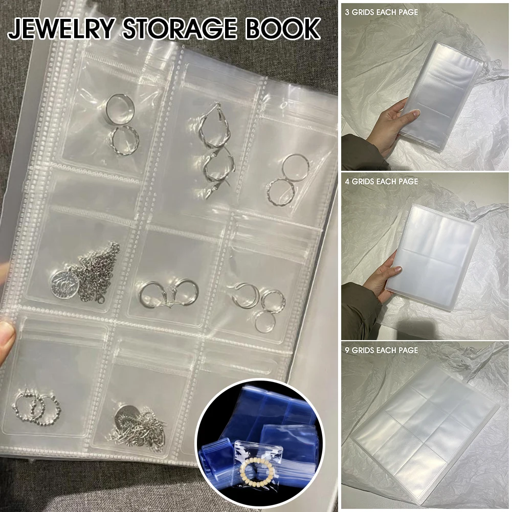 

Jewelry Storage Book 84/160/288 Earrings Organizer With 6*8cm Clear Resealable Bags Jewelry Anti Oxidation Organizer Book