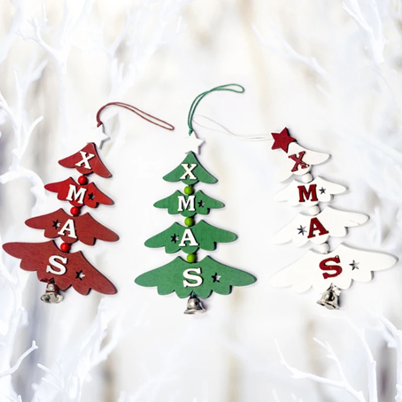 

Красочные деревянные рождественские письмо тега Колокол Орнамент Дерево для рождественской вечеринки украшения