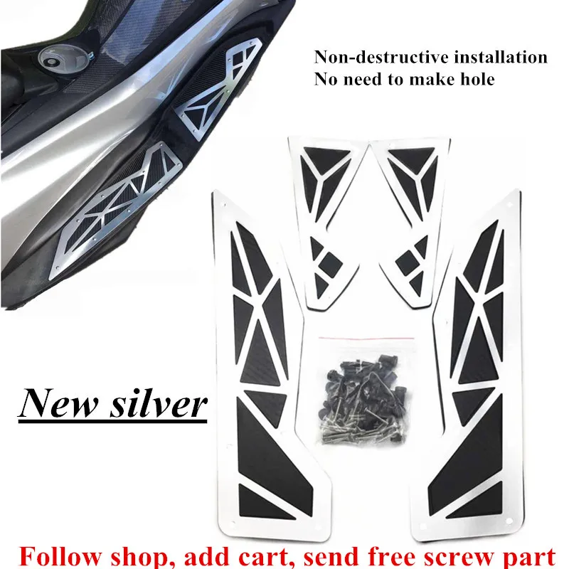 New silver Модифицированная мотоциклетная подножка nmax, подножка для ног, подножка для yamaha nmax155 nmax - Цвет: New silver