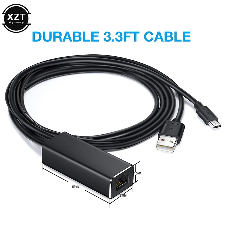 USB Network Card Ethernet Adapter for Chromecast USB 2.0 to RJ45 for Google Chromecast 2 1 Ultra Audio TV Stick Micro USB Power
