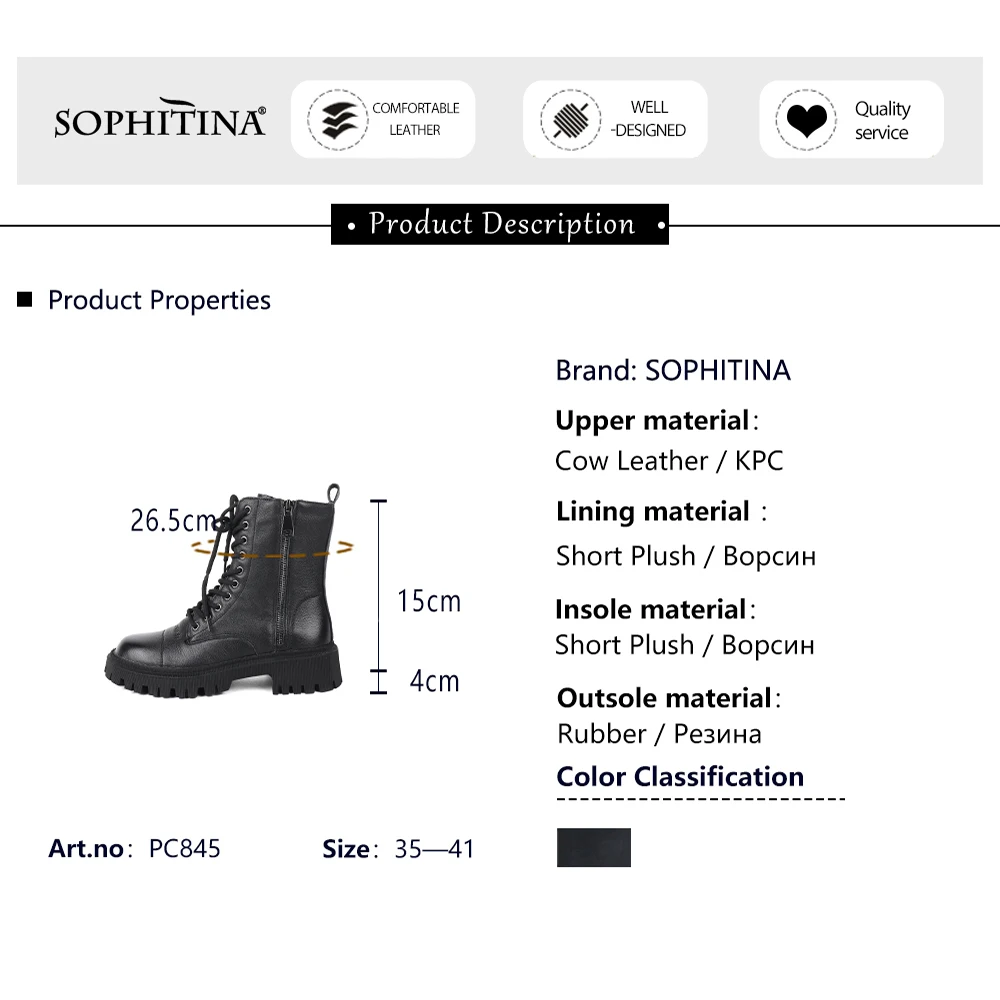 

SOPHITINA Ankle Boots Soft Genuine Leather With Zipper For Winter Platform Black Classic 2020 New Stylish Women Shoes PC845