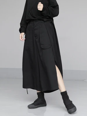 Необычные Поддельные двухкомпонентные брюки-кюлоты Весна 2020 с эластичной