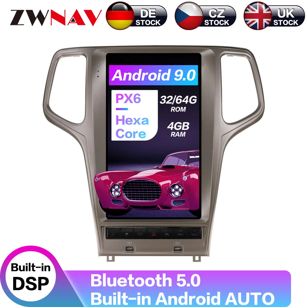 13 6 дюймовый Android 9 PX6 4 + 128 ГБ Tesla с DSP Carplay Автомобильный мультимедийный плеер для Jeep
