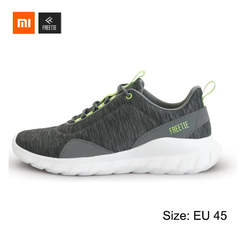 GreyGreen 45 Xiaomi FREETIE 39-44 размера плюс MIJIA мужская спортивная обувь, светильник, Дышащие Трикотажные кроссовки для бега в городе, спортивная обувь для улицы - Цвет: GreyGreen 45