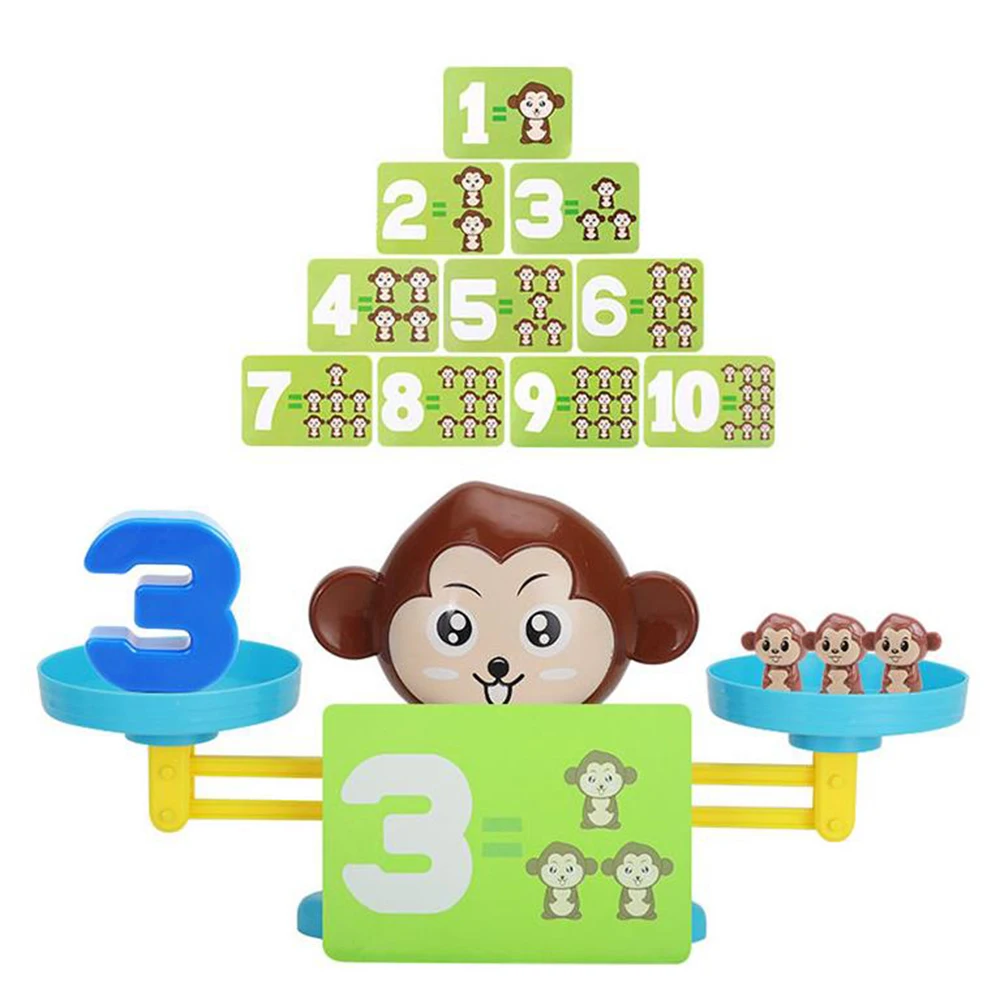 

Math Match Game Board Toys Monkey Cat Match Balancing Scale Number Balance Game Kids Educational Toy to Learn add and subtract