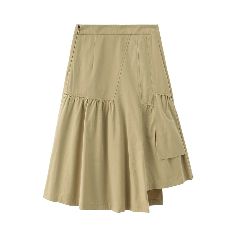

INMAN 2021 Spring New Arrival Retro Literature A-Line Irregular Hem Mid Size Slim Women's Skirt