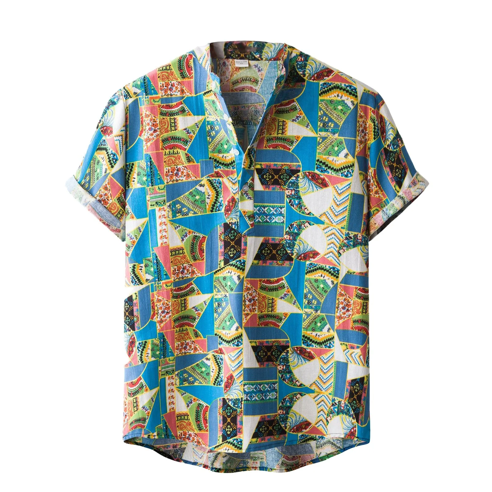 

2021 New Arrival Men's Shirts Men Hawaiian Camicias Casual One Button Wild Shirts Printed Short-sleeve Blouses Tops chemise homm