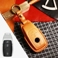 genuine leather car key cover keychain case for mercedes benz cls cla gl r slk amg a b c s class remote holder accessories