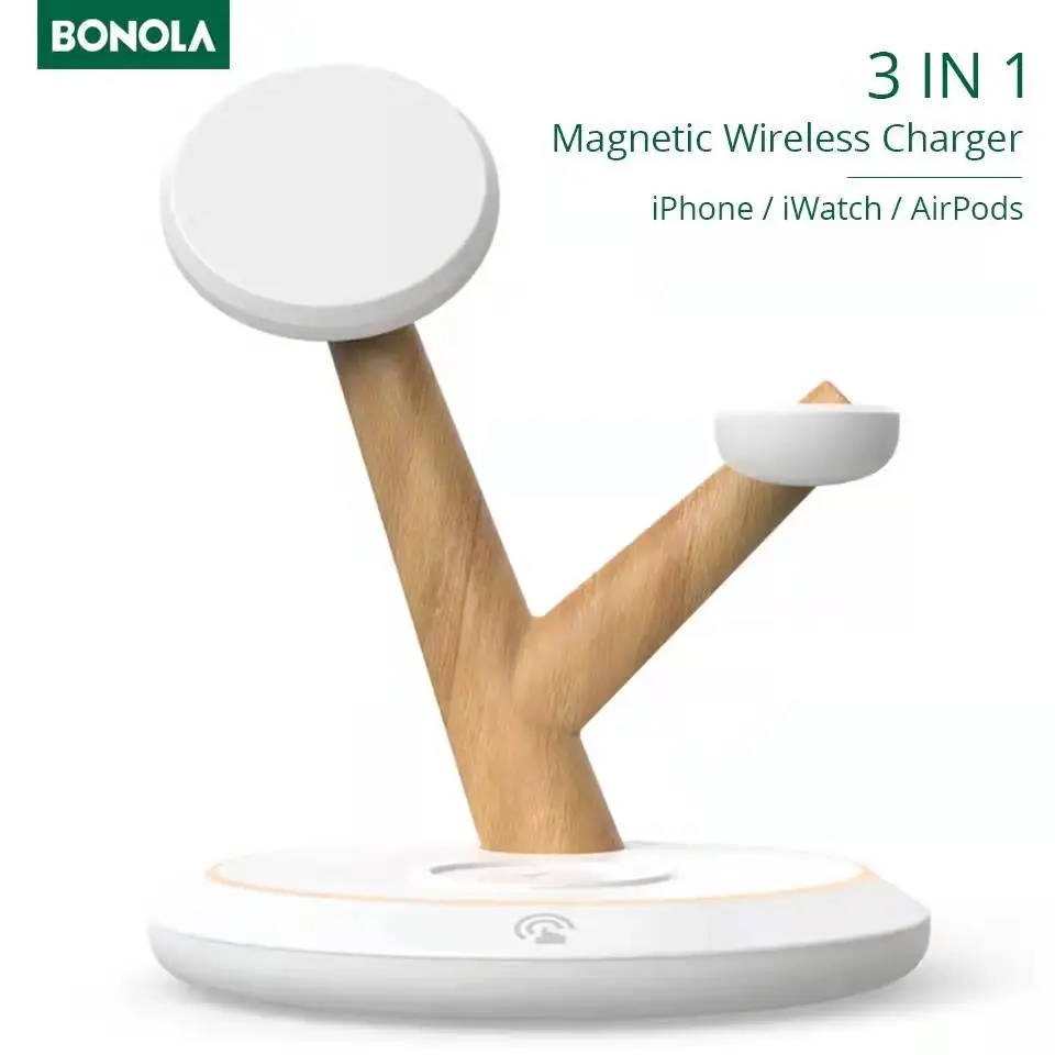 Магнитное Беспроводное зарядное устройство Bonola 4 в 1 подставка для iPhone 13 12 Pro Max