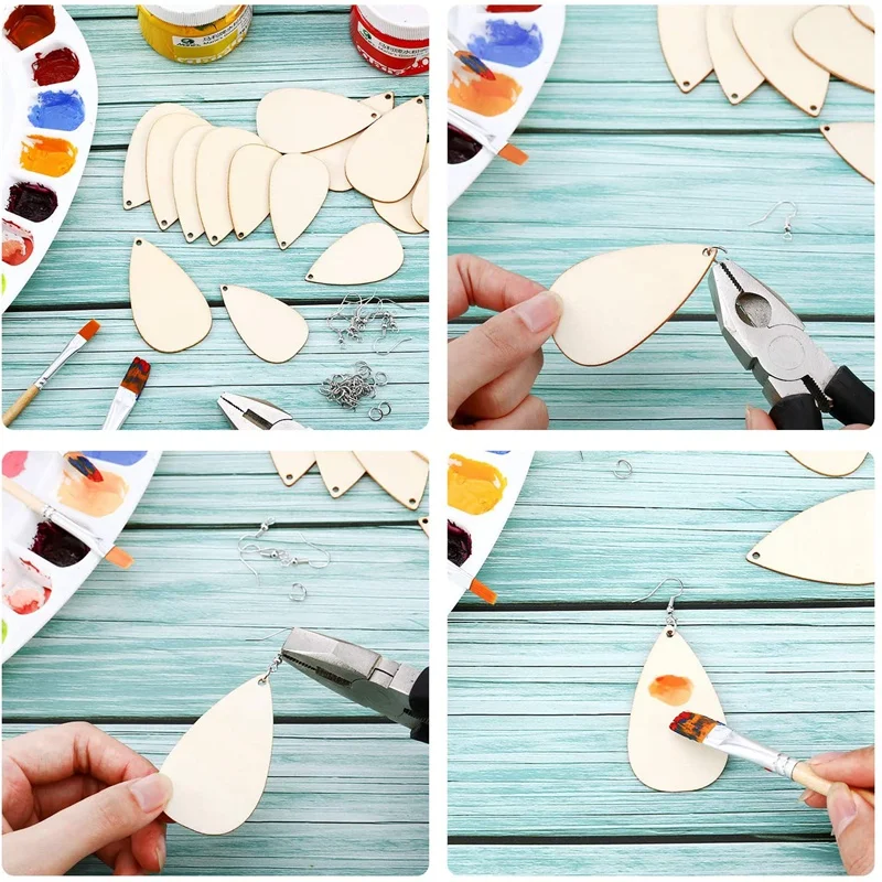 

120 Unpolished Wooden Earrings Pendants, Blank Wooden Earrings Pendants, Earring Hooks and Earrings for Jewelry Making.