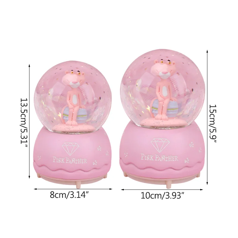 Креативный розовый Леопардовый Снежный шар хрустальный вращающаяся музыкальная