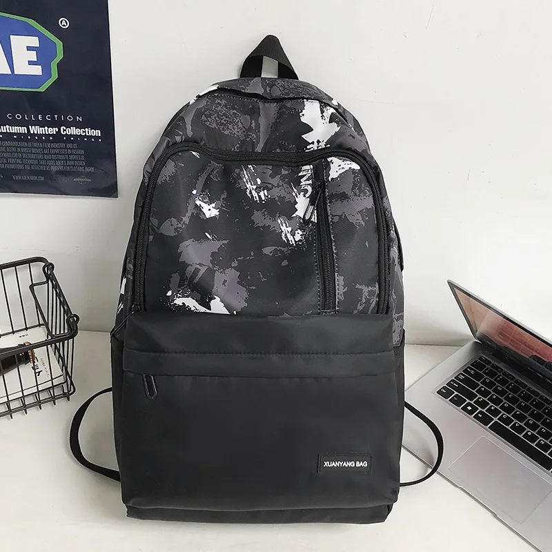 College student backpack girl trend printed 16-inch computer backpack large capacity high school junior high backpack man