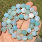 Натуральный мятный синий в полоску Сардоникс Агаты Круглый Loose каменные бусины-разделители для самостоятельного изготовления ювелирных изделий браслет из бисера аксессуары 15