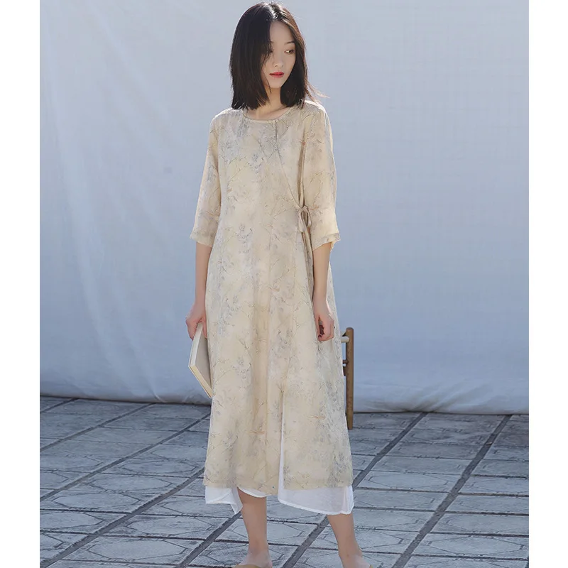 Женское платье в стиле ретро с круглым вырезом и рукавом 2020 | Женская одежда