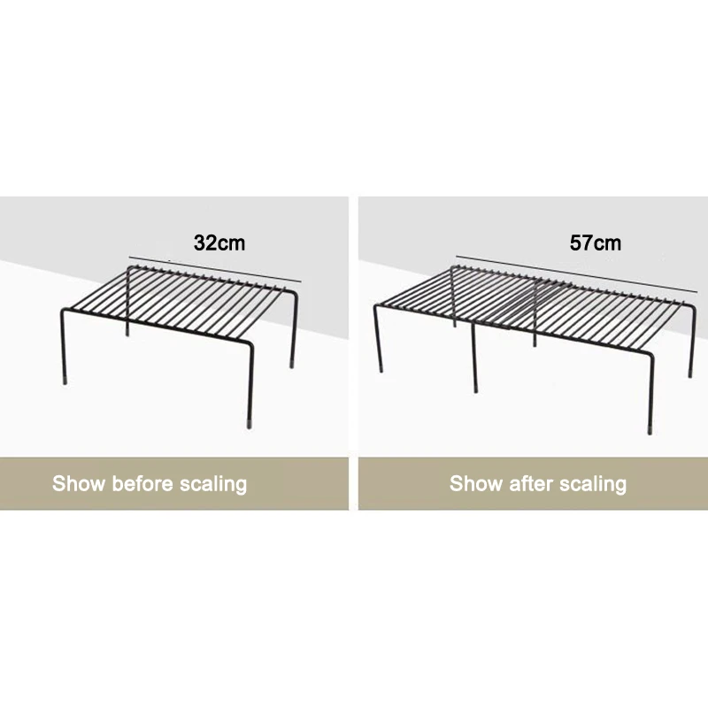 

Cabinet Shelf Organizers Stackable Expandable Set of 2 Metal Kitchen Counter Metal Shelves L5