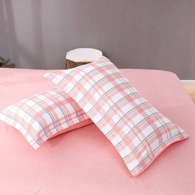 Пододеяльник в розовую клетку 220x240 наволочка из 3 предметов Комплект постельного