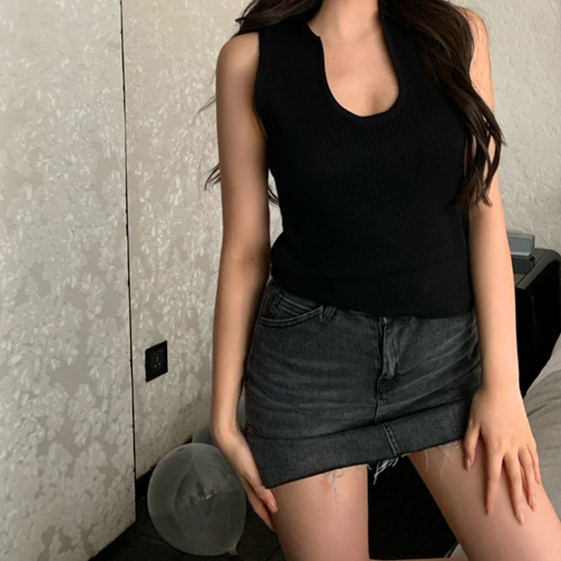 

Women Knitted Crop Top Sexy Short Sleeve U Neck Thin Knitted Tops Slim T-shirt Summer Fashion Streewear T07503T