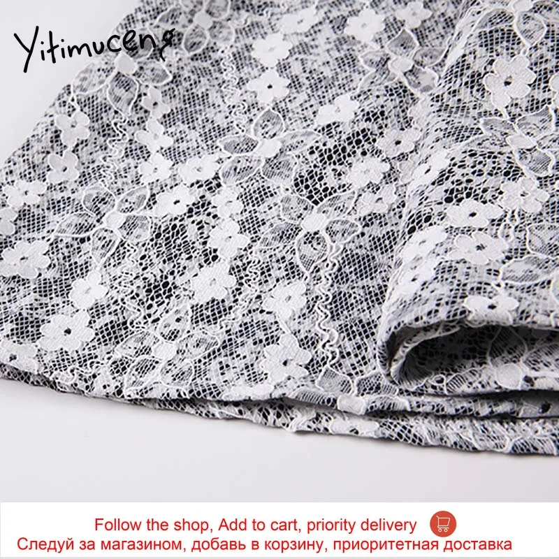 

Yitimuceng Vintage Floral Dresses Women Summer Cut Out Patchwork Lace Mini Puff Sleeve High Waist 2021 Fashion New Boho Dress