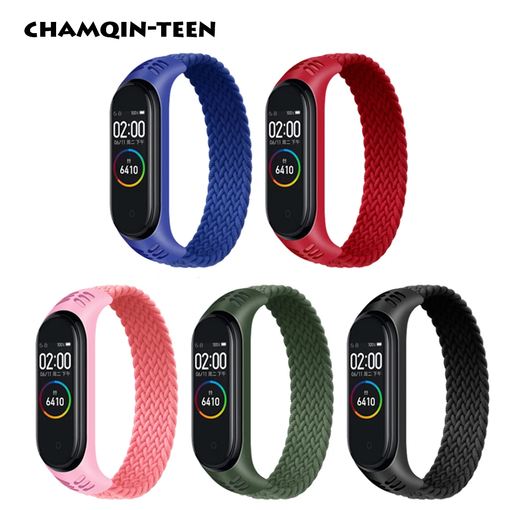 

Bracelet on mi band 5 Strap Nylon Braided Solo Loop pulseira bracelet Miband4 Miband5 Wristband for xiaomi Mi band 4 3 6 strap