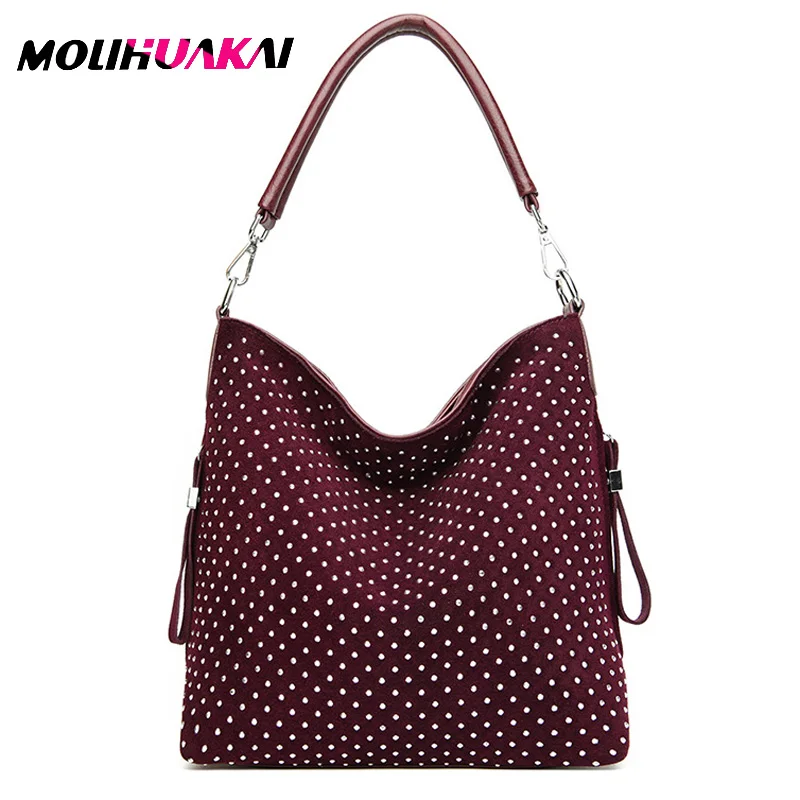 

Molihuakai 2020 Women Real Split Suede Leather Bag Design Female Leisure Large Shoulder Bags With Wallet Travel Casual Handbag