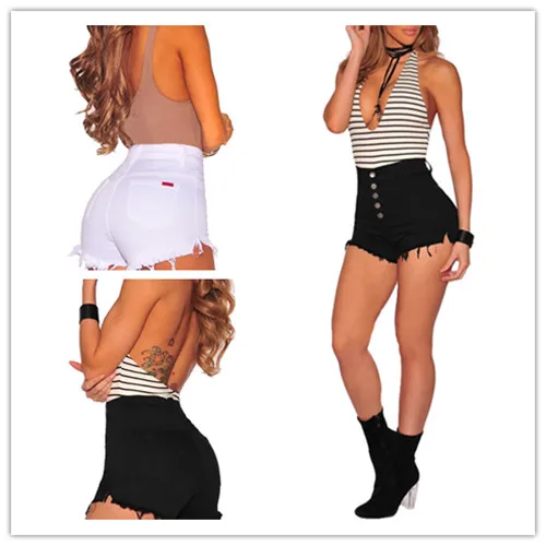 Шорты женские джинсовые с завышенной талией модные повседневные пляжные для