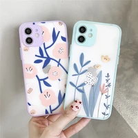matte cute cartoon pattern flowers phone case for iphone 13 11 12 pro x xr xs max se 2020 7 8 plus soft tpu back cover bumper