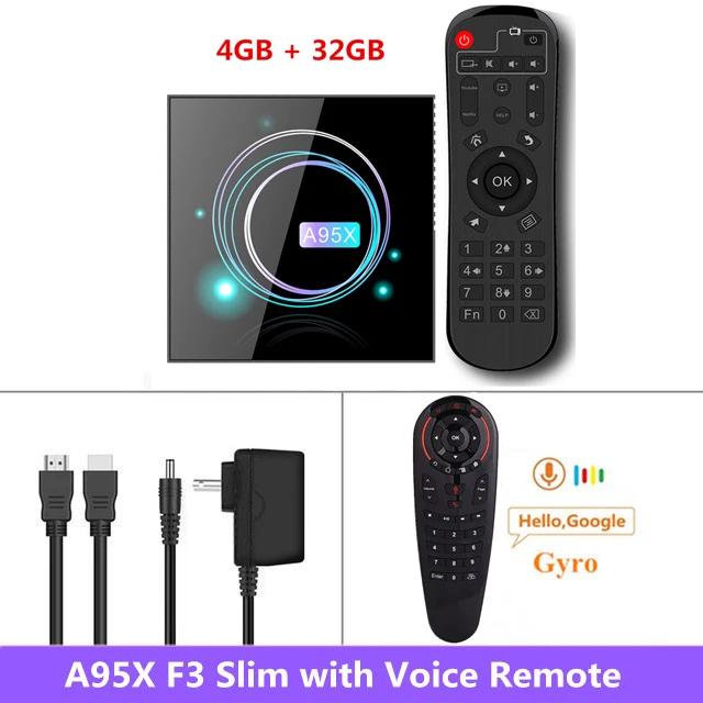 4G32G G30S Gyro Android 9,0 Smart tv Box A95X F3 тонкий 4 Гб 64 Гб Amlogic S905X3 4K медиа-проигрыватель Google 100M 2,4G& 5,0G двойной Wifi BT 4,1 телеприставка - Цвет: 4G32G G30S Gyro