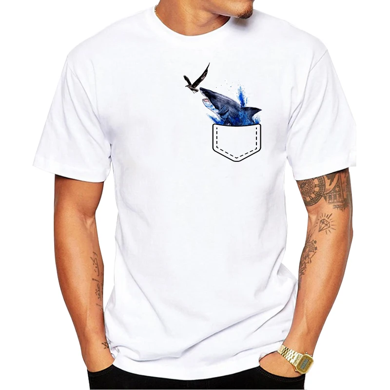 2020 для мужчин новая мода с изображением акулы из карманный дизайн коротким