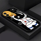 Симпатичный чехол для телефона с астронавтом для iPhone 13 12 11 Pro Max 12 13 Mini X XR XS Max 5 6 7 8 Plus, жидкий силиконовый черный мягкий чехол, чехол