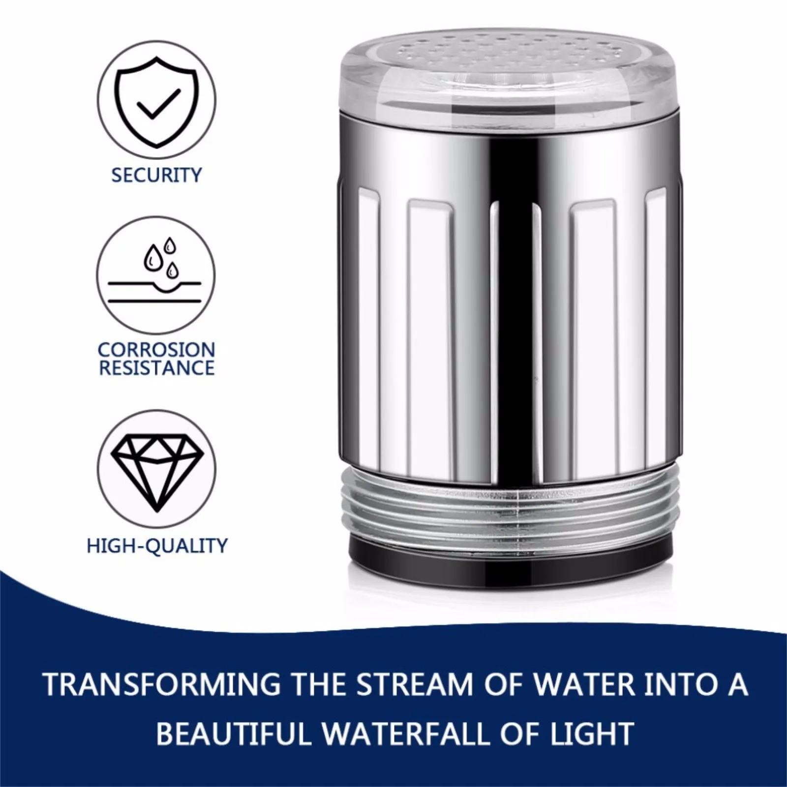 

7 Colors Changing Led Water Stream Faucet Light Shower Spout Sink Tap For Home Bathroom Kitchen Decor Stainless Steel Water Tap