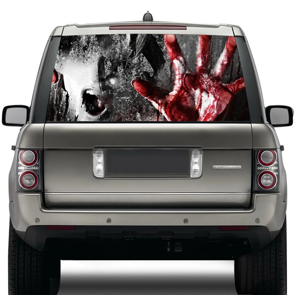 

70x130cm Rear Windshield Car Sticker Scary Graphic Tint Decal Stickers for Pickup Van One Way Vision
