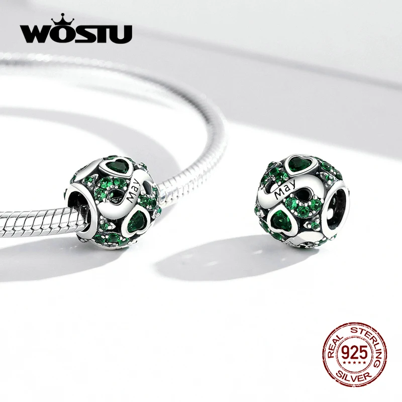 Бусина для браслета Wostu из серебра 925 пробы с камнем по месяцу рождения