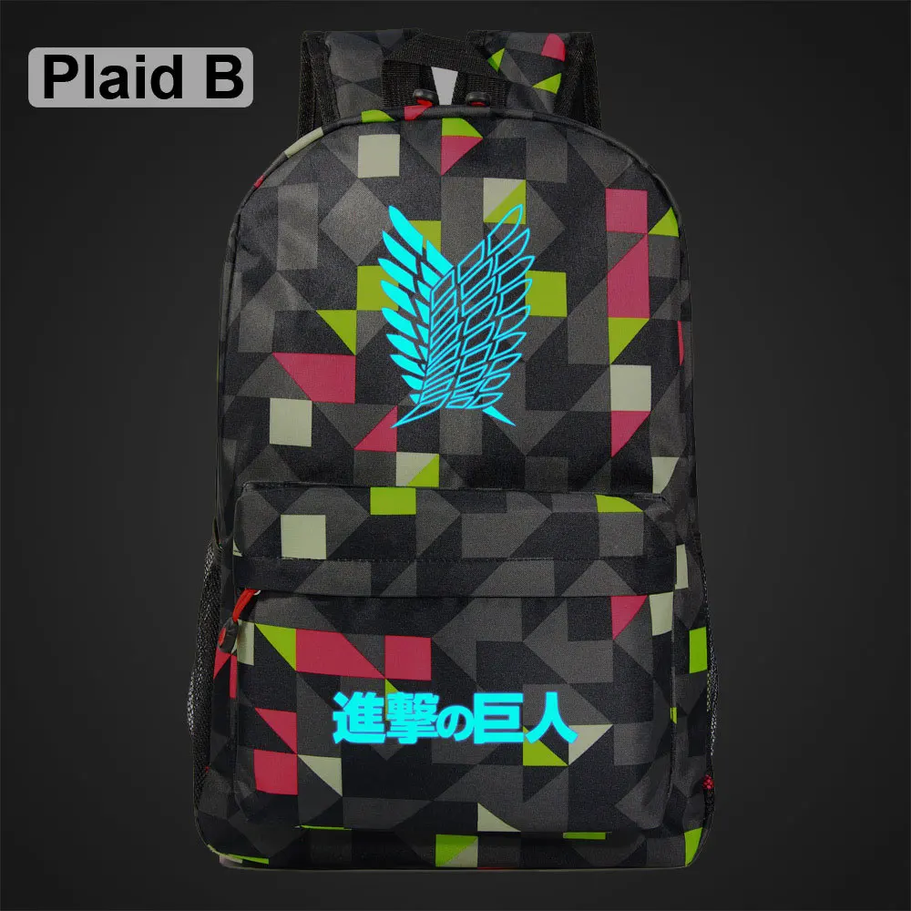 Новый стиль аниме атака на Титанов рюкзак светящаяся школьная сумка Оксфорд